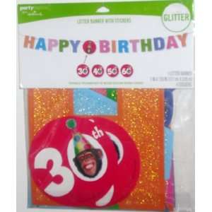 Monkey Around Happy Birthday Letter Banner with Stickers 30th, 40th 