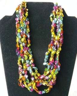 Pastel Garden trellis yarn necklace (avail. on etsy/ArtistryJewelry)