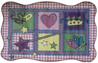 3x5 Purple Green Fairy Quilt Plaid Plush Nylon Area Rug  