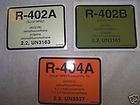 Refrigerant Labels R402A, R402B, R404A Choose any 3