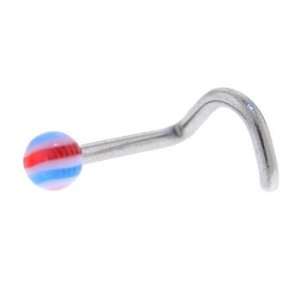  Blue Red Striped Ball Nose Ring Jewelry