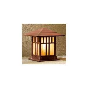   Outdoor Pier Lamp in Vintage Copper with Opalescent Honey Glass glass