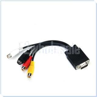 VGA to TV SV 3 RCA Jack Composite AV Cable/Lead Adapter  