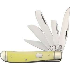   1104 Five Blade Mini Trapper Knife with Old Yellow Synthetic Handles