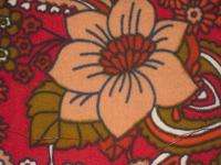 Vtg WOOL VIYELLA FABRIC Red Crewel Floral 1.5 yds x 26  