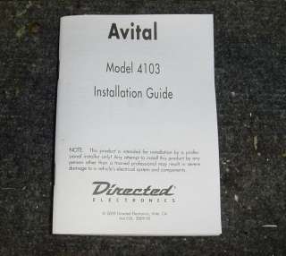 Avital 4103 4103LX Remote Start Installation Manual  