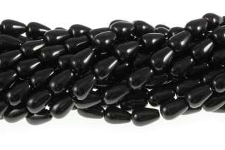 Black Onyx Obsidian 8x12mm Teardrop Shaped Beads 16  