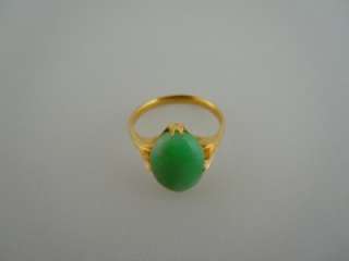 22K Solid Gold Vintage Jade Ring  