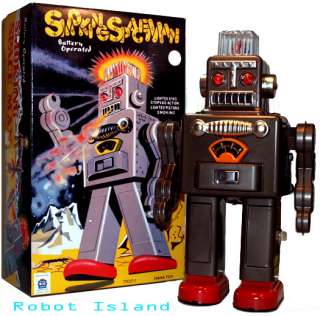 Smoking Spaceman Robot Tin Toy Battery Operated Black  