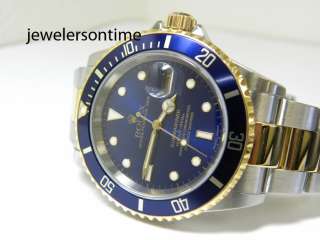Rolex 18K/SS Blue Submariner SEL Bracelet 16613 Papers  