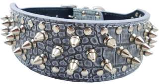 17 20 Studed Spikes Croc Leather Dog Collar Pit Bull Boxer Amstaff 