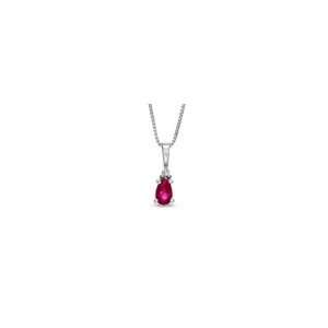 ZALES Diamond Drop Pendant in 14K White Gold Pear Shaped Ruby and 1/10 
