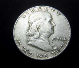 Early 1950 p Silver Franklin Half Dollar Estate Coin  