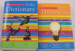 Scholastic Pocket Dictionary and Thesaurus paperback book set.