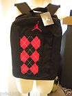new nike air jordan black red argyle school bookbag backpack