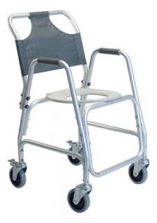 Rolling Aluminum Shower Commode Chair with Casters  