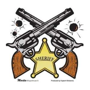 Sheriff Badge with Two Crossed Revolver Guns by Enginehouse 13 