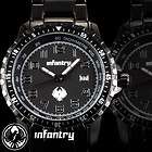 New Black Stainless Steel Army INFANTRY Date Casual Ins