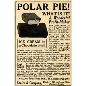  1922 Ad Shafer Polar Pie Sell Ice Cream & Chocolate 