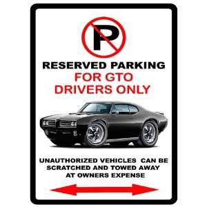  1968 69 Pontiac GTO Muscle Car toon No Parking Sign 