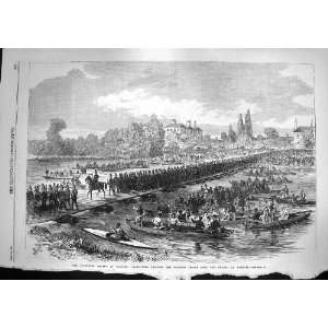  1868 Volunteers Crossing Pontoon Bridge Thames Windsor 