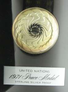 1971 UNITED NATIONS Proof PEACE Medal Sterling Silver .925  