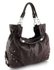 New Womens Brown PU leather, Silver toned hardware Handbag   F1