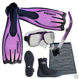 NEW Scuba Dive Mask Snorkel Boots Fins Package Gear Set  