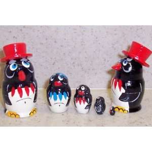 Penguins * Russian nesting doll mini * 5pc / 1.5in * mini.penguin1