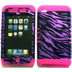 Purple Zebra on Pink Silicone for Apple ipod Touch iTouch 