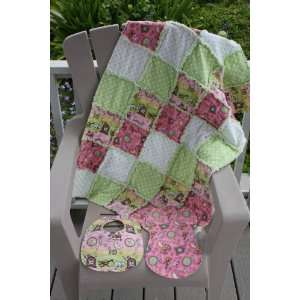  Nursery Rhyme Baby Rag Quilt with Matching Burp Cloth and 