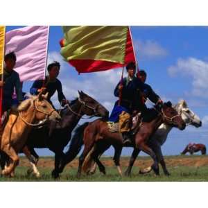 Herdsmen Horse Racing in the Annual Nadamu Festival, Hohhot, China 