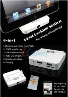 For iPad 2 iPhone 4 HDMI Adapter Dock Station Charger Controller 