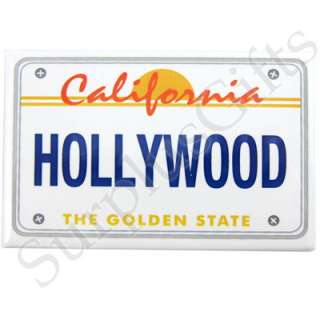 Hollywood California License Plate Souvenir Metal Magnet on White