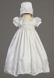 Lito Andrea White Embroidered Taffeta Long Christening Gown  