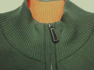 TAILORBYRD ITALY Olive Mockneck Zipper Long Sleeve Wool Polo Sweater 
