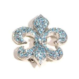   Austrian Rhinestone Fleur de lis Silver Plated Brooch Pin Jewelry