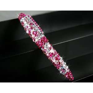   Flower Style Bright Rhinestone Crystal Rollerball Pen