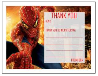 Set of 10 Spiderman Personalized Invitations Set B  