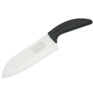 Boker Knives C4 White Ceramic Santoku Kitchen Knife with Black Delrin 