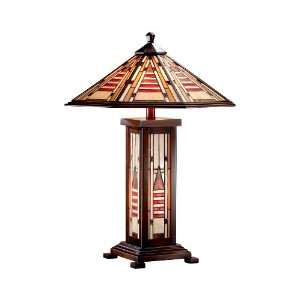   TT101163 Woodruff Table Lamp, Wall Sconcenut and Art Glass/Metal Shade