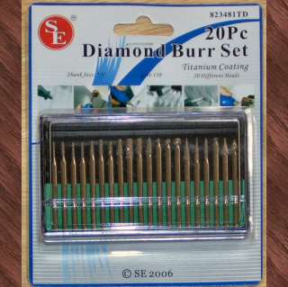 20 Pc Rotary Tool TITANIUM Diamond Burr Set Fits Dremel  