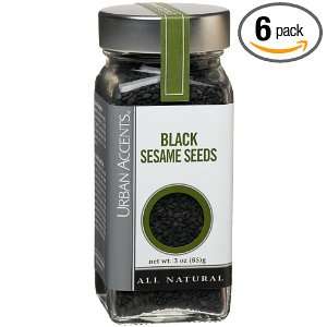 Urban Accents Black Sesame Seeds, 3.0 Ounce Bottles (Pack of 6 