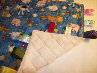 Farm Animals taggie Baby Toddler quilt, Security Taggie, tag blanket 