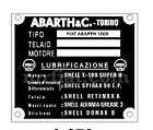 Fiat 600 Abarth 1000 ID Plate New