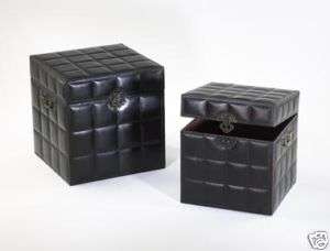 Tufted Leather Chest Trunks 2pc Retail $357  