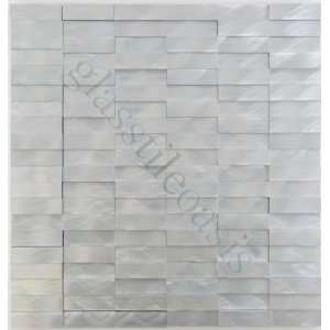   Dimensional Uniform Brick Silver Kitchen Brushed Aluminum Tile   15245