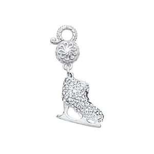   Sterling Silver Crystal Ice Skate Charm CleverEve Jewelry
