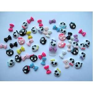 Nail Art 3d 55 Piece Mix Skull & Bow/Rhinestone for Nails, Cellphones 