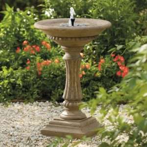  Solar powered Ashbourne Birdbath   Aged Granite   Grandin 